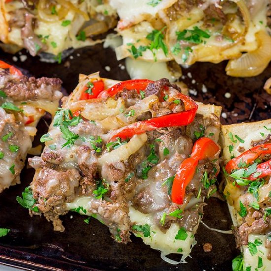 Philly Cheesesteak Garlic Bread