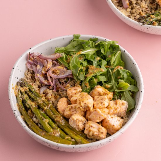 Honey Dijon Salmon Quinoa Bowl