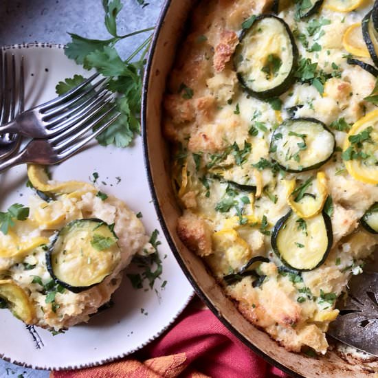 cheesy zucchini squash strata