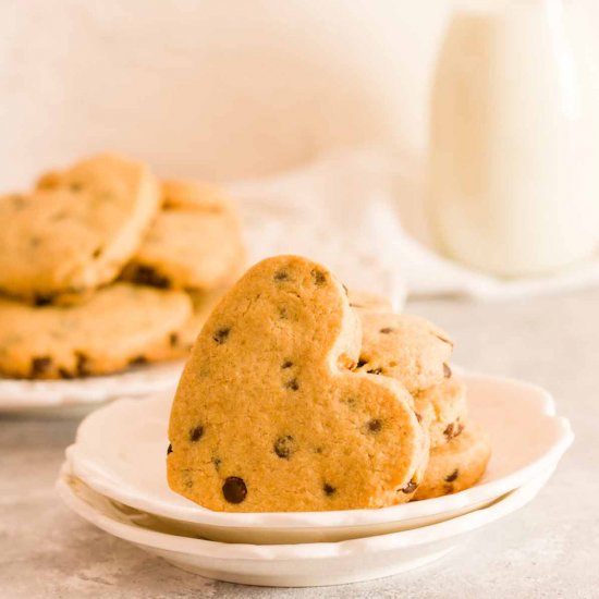 Heart Shaped Chocolate Chip Cookies