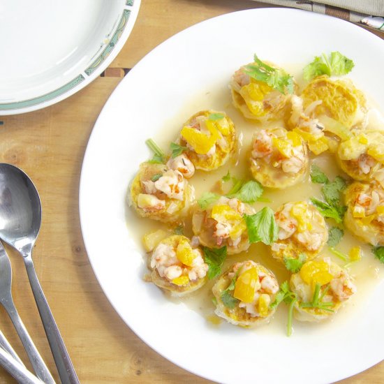 Steamed Egg Tofu With Prawns