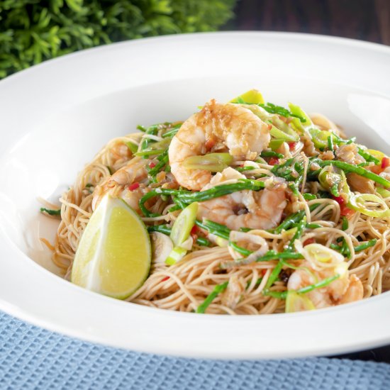 Thai Prawn Stir Fry with Samphire