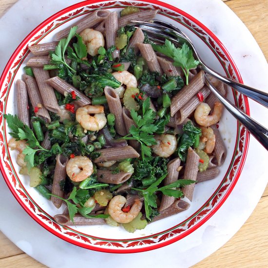 Buckwheat Pasta with Asian Prawns