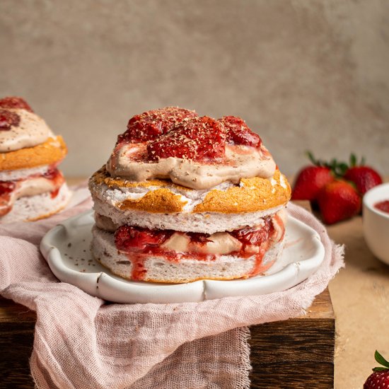 Strawberry angel food cake stacks