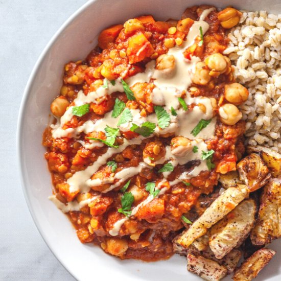 Stewed Lentils and Chickpeas