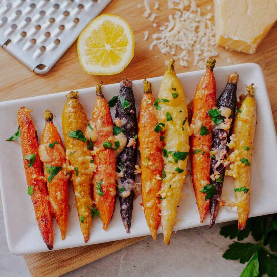 Parmesan Roasted Rainbow Carrots