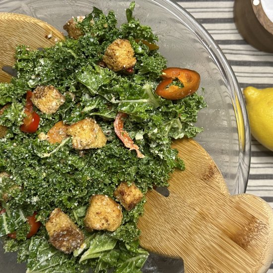 spicy kale Caesar salad