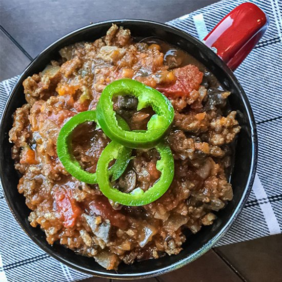 THE BEST BEEF AND MUSHROOM CHILI