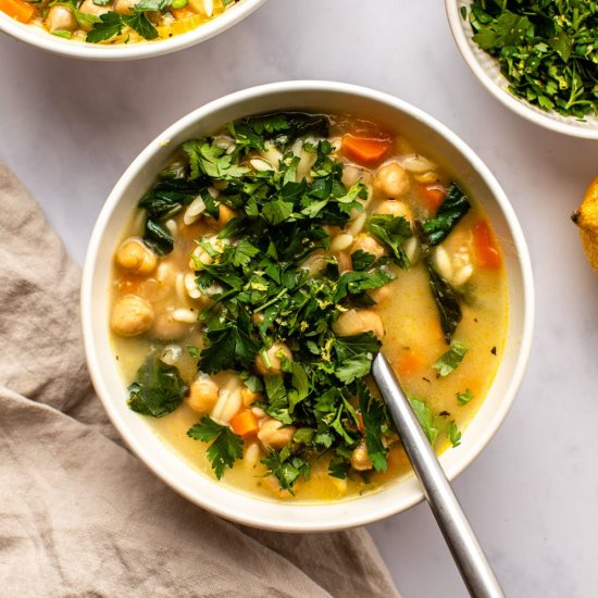 Lemon Chickpea Orzo Soup