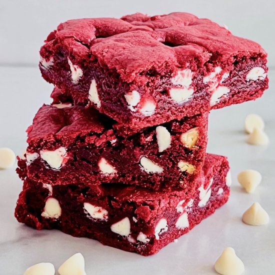 Red Velvet Brownies with Cake Mix