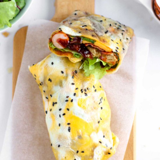 Jianbing (Chinese Breakfast Crepes)