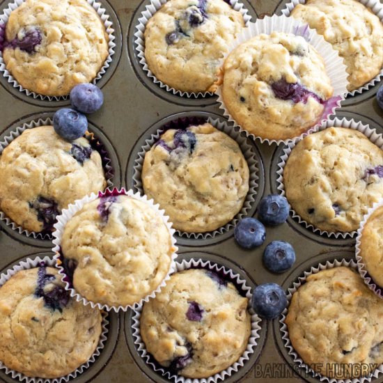 Banana Blueberry Oatmeal Muffins