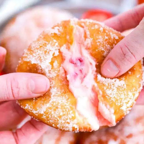 Strawberry Custard Filled Donuts