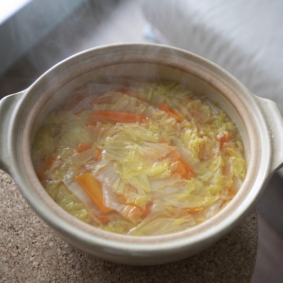 Lemony napa cabbage hot pot