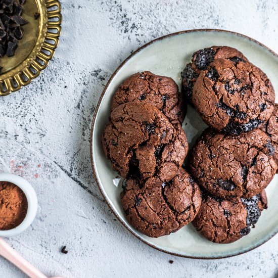 Chewy Double Chocolate Chip Cookies