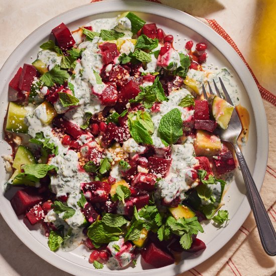 Cucumber Beetroot Salad with Yogurt