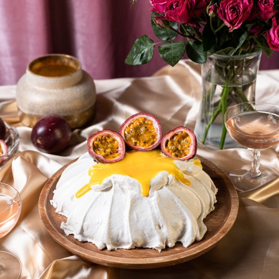 Pavlova with Passion Fruit Curd