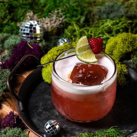 Raspberry Thyme Mezcal Sour