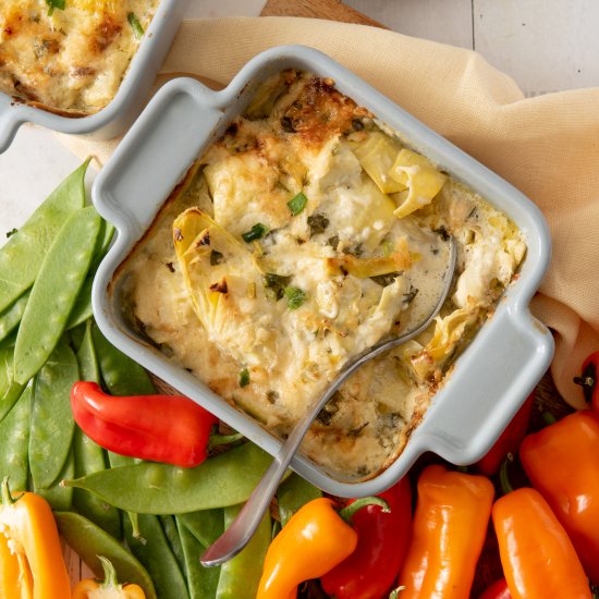 Warm Parmesan Artichoke Veggie Dip