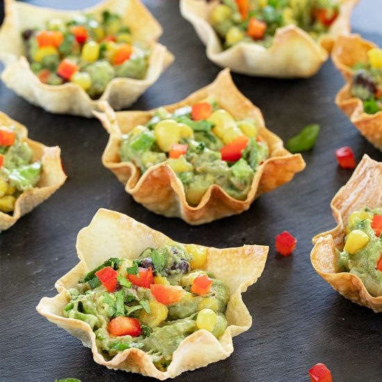 Avocado And Corn Wonton Cups