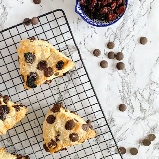 Dark Chocolate Cherry Scones