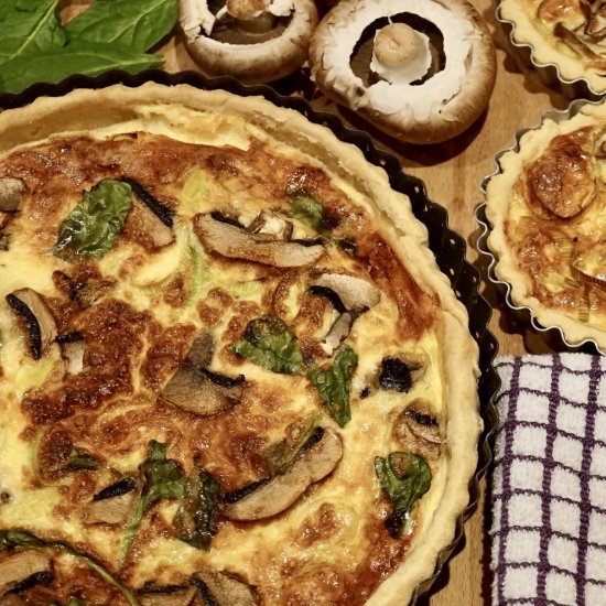 Mushroom and leek quiche