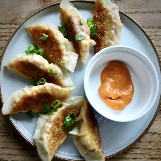 Kimchi and Cheese Korean Dumplings