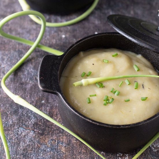 Potato Garlic Scape Soup