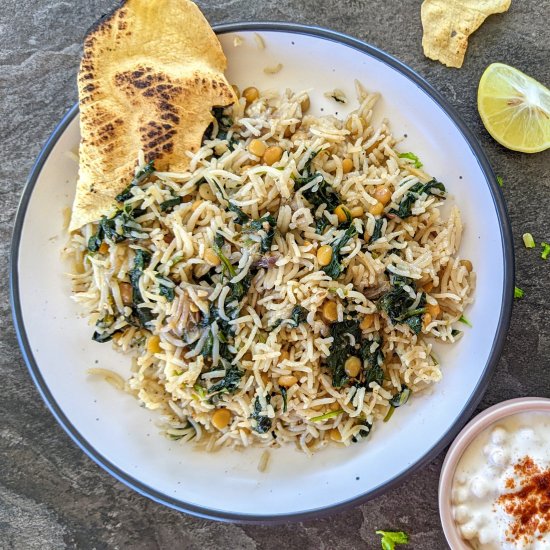 Spinach & lentil rice