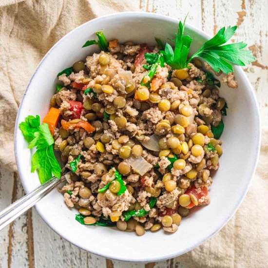 Crockpot Ground Turkey Lentil Soup