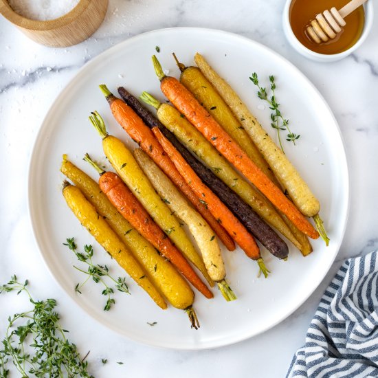 Honey Thyme Roasted Rainbow Carrots