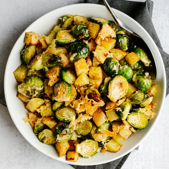 Roasted Potatoes and Brussels Sprou