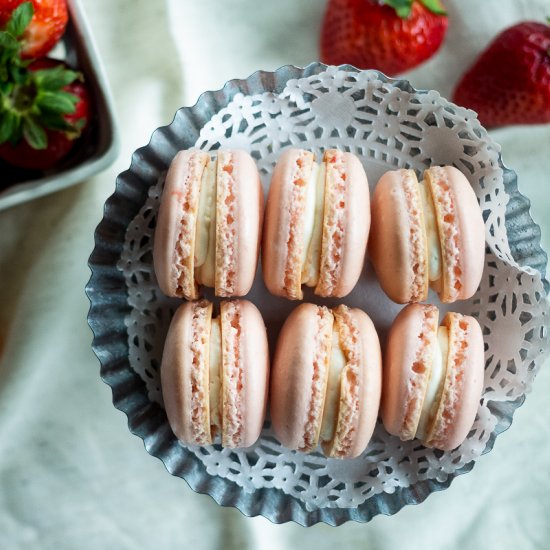 Strawberry French Macarons