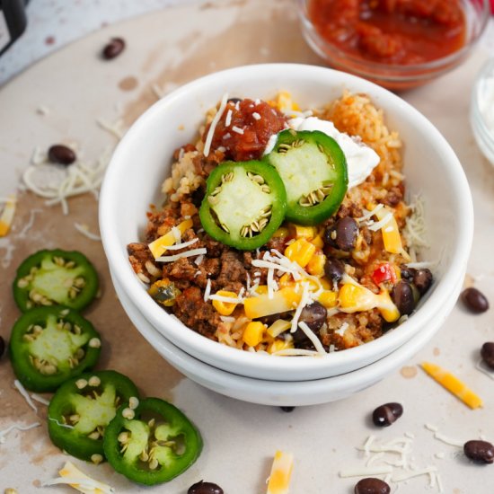 Slow Cooker Ground Beef Taco Bowls