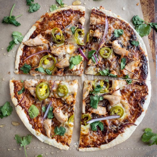 Honey BBQ Chicken Tortilla Pizza