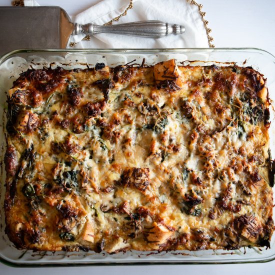 Cheesy Sausage and Kale Strata