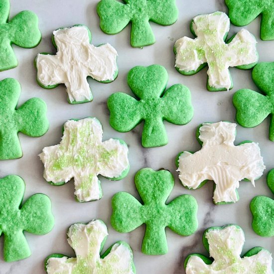 Green Shamrock Sugar Cookies