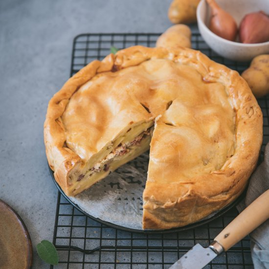 Potato Bacon and Prune Pie