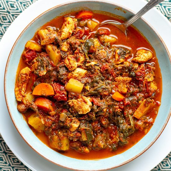 Moroccan Chicken Stew With Spinach