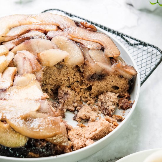 Upside Down Pear Skillet Cake