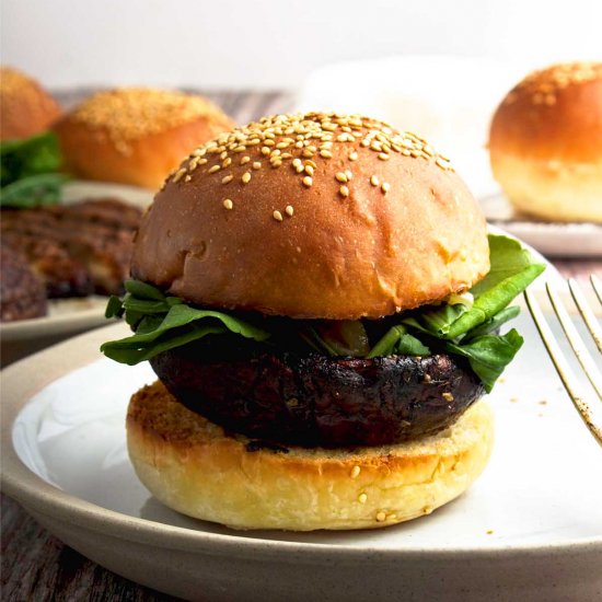 Grilled Portobello mushroom burgers