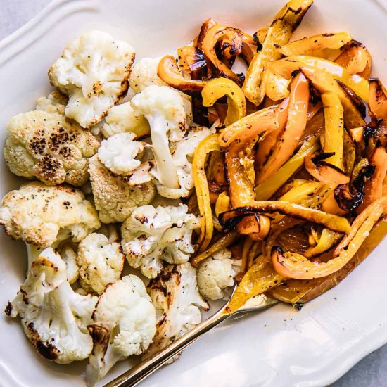 Roasted Cauliflower and Peppers