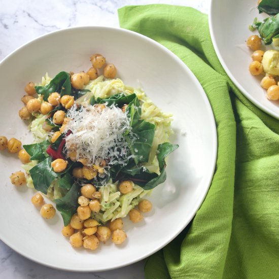 Avocado Orzo with Chard & Chickpea