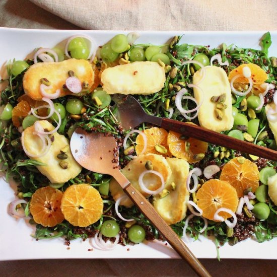 Red Quinoa Halloumi Salad