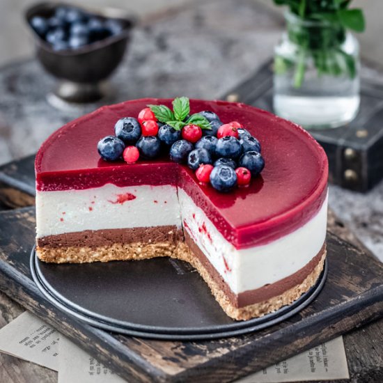 Coconut Chocolate Cherry Cheesecake