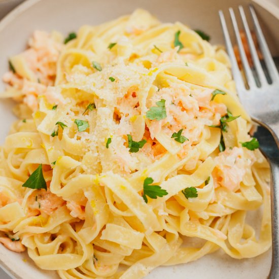 Salmon Pasta with Creme Fraiche