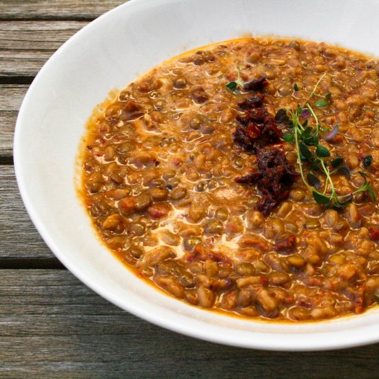 Sun Dried Tomato Lentil Stew