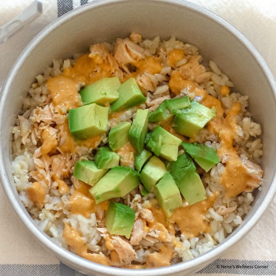 Salmon Rice Bowl with Aioli Sauce