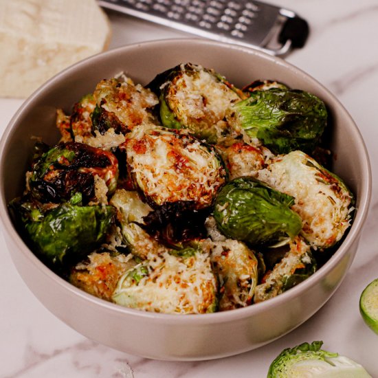 Air Fryer Garlic Parmesan Brussels