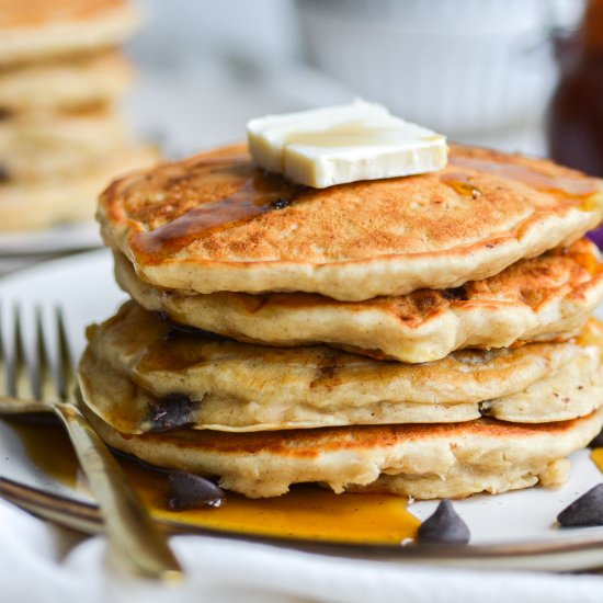 Vegan Banana Chocolate Chip Pancake